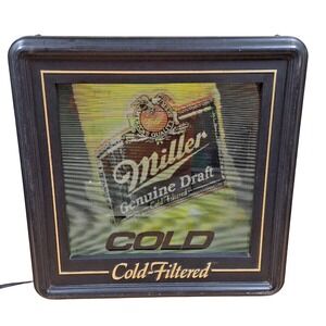 Vintage Miller Genuine Draft Cold Filtered Light Up Beer Sign Bar‎ Decor 90s